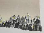 quadro Gravura antiga Abstrata Paisagem Urbana Assinada 50x70