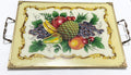 Bandeja Antiga Vidro Estrutura De Metal Anos 50 Tema Frutas