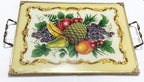 Bandeja Antiga Vidro Estrutura De Metal Anos 50 Tema Frutas