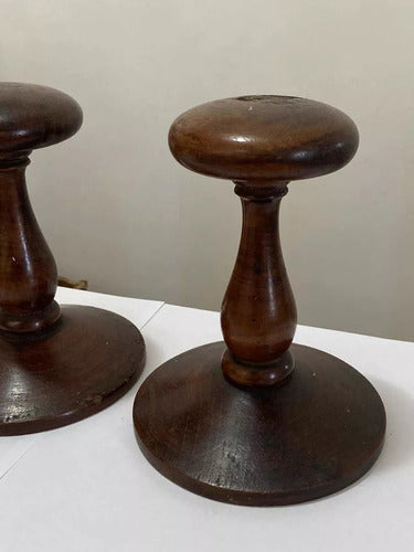 Antigo Suporte De Chapéu Em Madeira Nobre