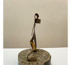 Escultura Antiga Guerreiro Arco E Flecha Metal E Granito