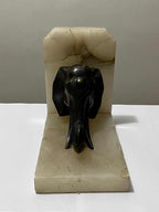 Antigo Aparador De Livros Elefante Em Bronze E Mármore
