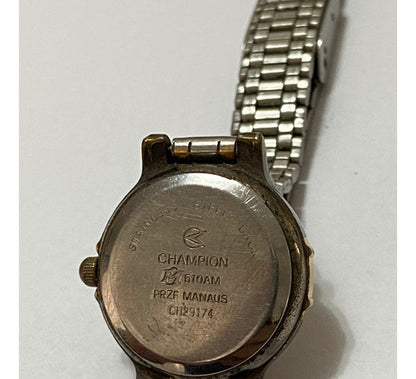 Relógio Antigo Champion Quartz Prata E Dourado