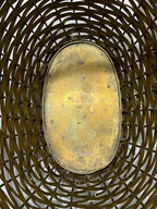 Antiga Cesta De Metal Com Alça Cor Dourada