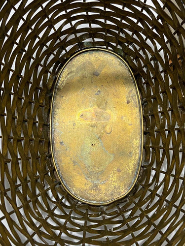 Antiga Cesta De Metal Com Alça Cor Dourada