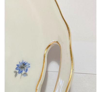 Prato Porcelana Maua Para Bolo Com Pintura Flores Antigo