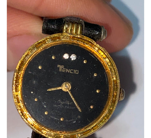 Relógio Antigo Tencio Japan Quartz Dourado E Preto