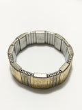 Pulseira Antiga Elástica Japão Com Desenhos Dourada E Prata