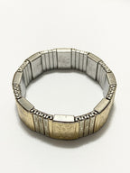Pulseira Antiga Elástica Japão Com Desenhos Dourada E Prata