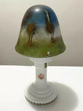 Luminária Antiga Opalina Pintada À Mão Paisagem