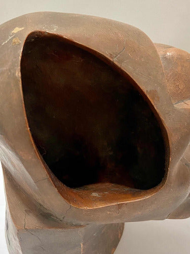 Escultura Cabeça Abstrata Em Cerâmica Antiga Rara