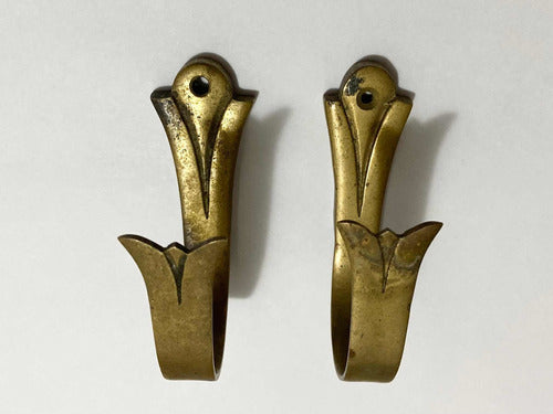 Suportes Antigos De Bronze Para Cortina - Lote 2