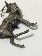 Escultura Antiga Alce Cervo Veado Rena Cor Prata