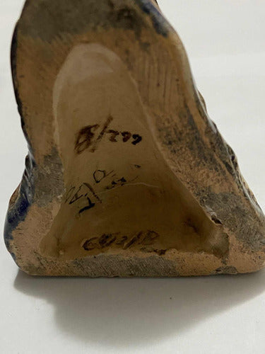 Escultura Cerâmica Peixes Pintados À Mão Antiga