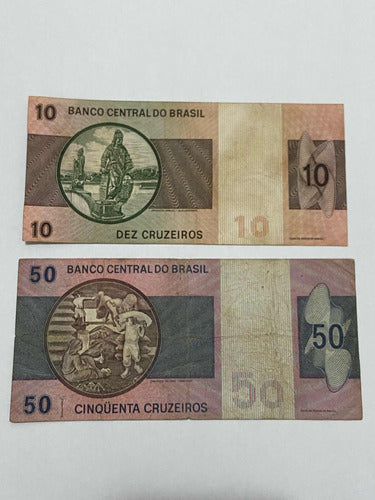 Cédulas Antigas Brasil 50 E 100 Cruzeiros Com Asterisco