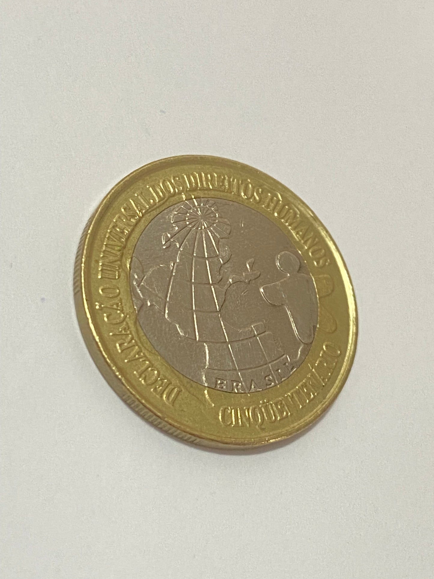 Moeda Brasil 1 real 1998 Direitos Humanos Bimetálico MBC