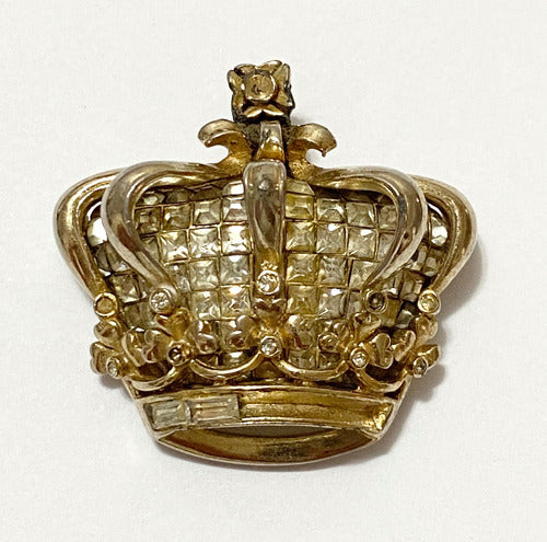 Broche Antigo Coroa Jubileu De Ouro Core Craft Com Pedras