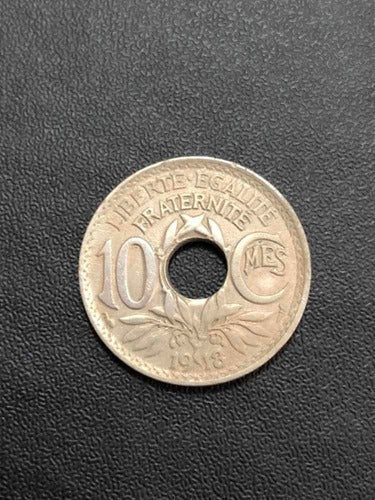 Antiga Moeda 1918 França 10 Centimes
