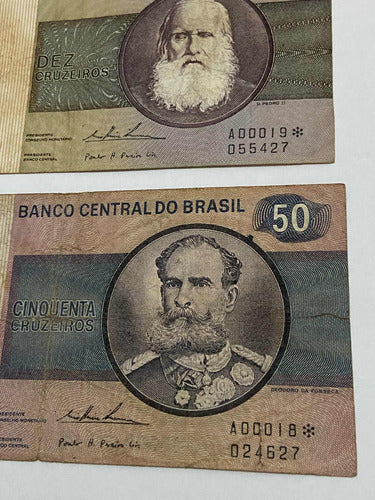 Cédulas Antigas Brasil 50 E 100 Cruzeiros Com Asterisco