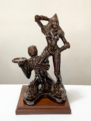 Escultura Antiga Casal Sambista Em Cerâmica