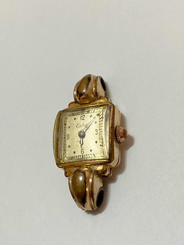 Relógio Antigo Suíço Eska Dourado 20 Microns