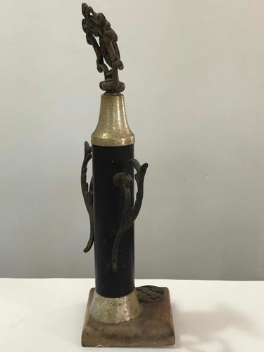 Troféu Antigo Futebol Campeão 32cm Metal Madeira