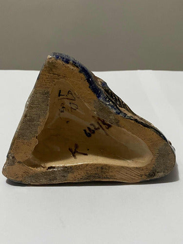 Escultura Cerâmica Peixes Pintados À Mão Antiga