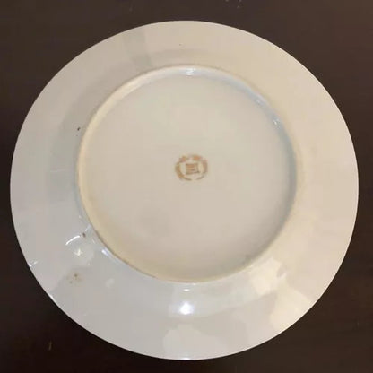 Antigo Prato Porcelana Com Marca Detalhes Rosa