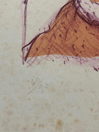 Quadro Gravura Antiga Assinada Figura Feminina Máscara