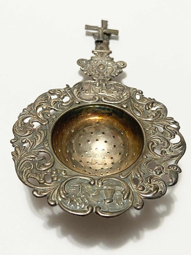 infusor de chá antigo moinho europeu holandês prata c/ marca