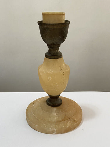 Luminária Antiga De Mesa Em Alabastro