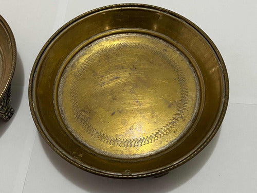 Mini Bandejas Antigas Em Metal Dourado Detalhes Ornamentais