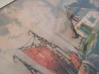 Antigo Quadro Pintura Óleo Paisagem Barco Assi Bela Moldura