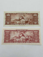 Cédulas Antigas Brasil 100 Cem Cruzeiros Lote 2