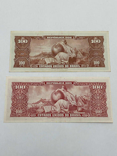 Cédulas Antigas Brasil 100 Cem Cruzeiros Lote 2