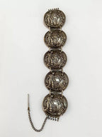 Antiga Pulseira Bracelete Cor Prata Desenho Dama Cavalheiro