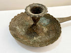 Castiçal Porta Vela Antigo Palmatória Em Bronze