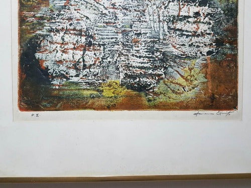 Antigo Quadro Gravura Assinado M Quito - Arte Antiguidade