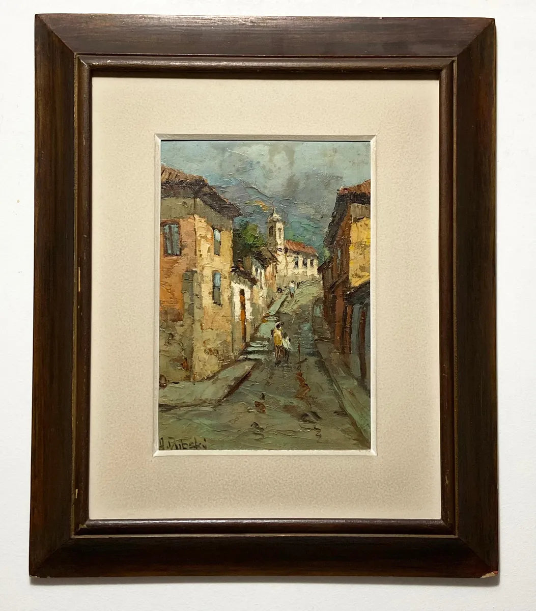 A. Dubsky - Pintura Óleo S/ Tela Casario Antigo