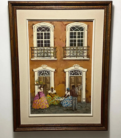 A. Dubsky - Quadro Antigo Óleo S/ Tela Cena Baiana Colonial