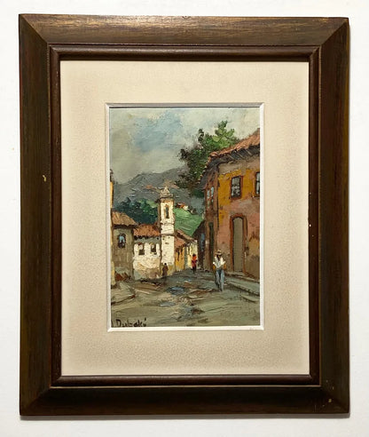 A. Dubsky - Quadro Antigo Óleo S/ Tela Rua Colonial