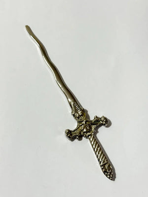 Abridor De Cartas Antigo Espada Medieval Metal Curva 16cm