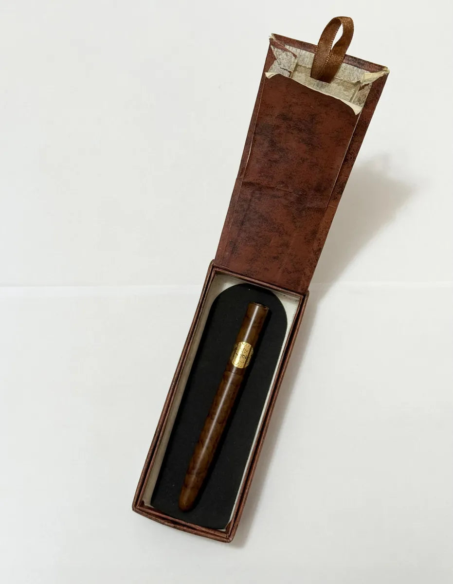 Antiga Caneta Sable Formato Charuto Com Estojo Marrom