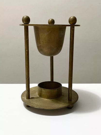 Antigo Raro Queimador De Óleo Essencial / Aquecedor Em Latão