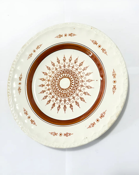 Antigo Prato Cerâmica Porto Ferreira Geométrico / Ornamental