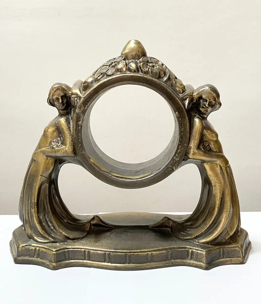 Base Escultura Art Nouveau P/ Relógio De Mesa Antigo Dourado