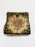 Bolsa De Festa Tapeçaria Floral Francesa 15x16cm Antiga