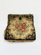 Bolsa De Festa Tapeçaria Floral Francesa 15x16cm Antiga