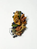 Broche Antigo Floral Rosas Artesanal Anos 60/70