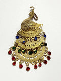 Broche Antigo Pavão Dourado Filigrana Pedras Coloridas